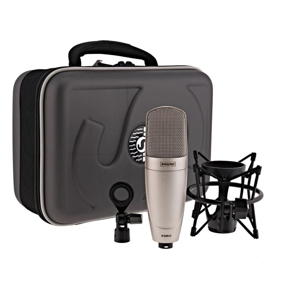 Shure KSM32/SL Cardioid Condenser Microphone Champagne Finish With Shock Mount And Bag