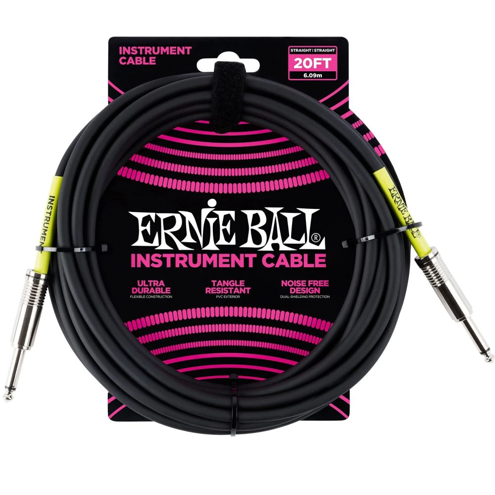 Ernie Ball 6046 6m / 20ft Instrument Cable Black S-s
