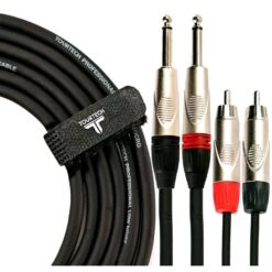 TOURTECH Dual RCA Phono To Dual Mono 1/4 Jack Cable, 3m