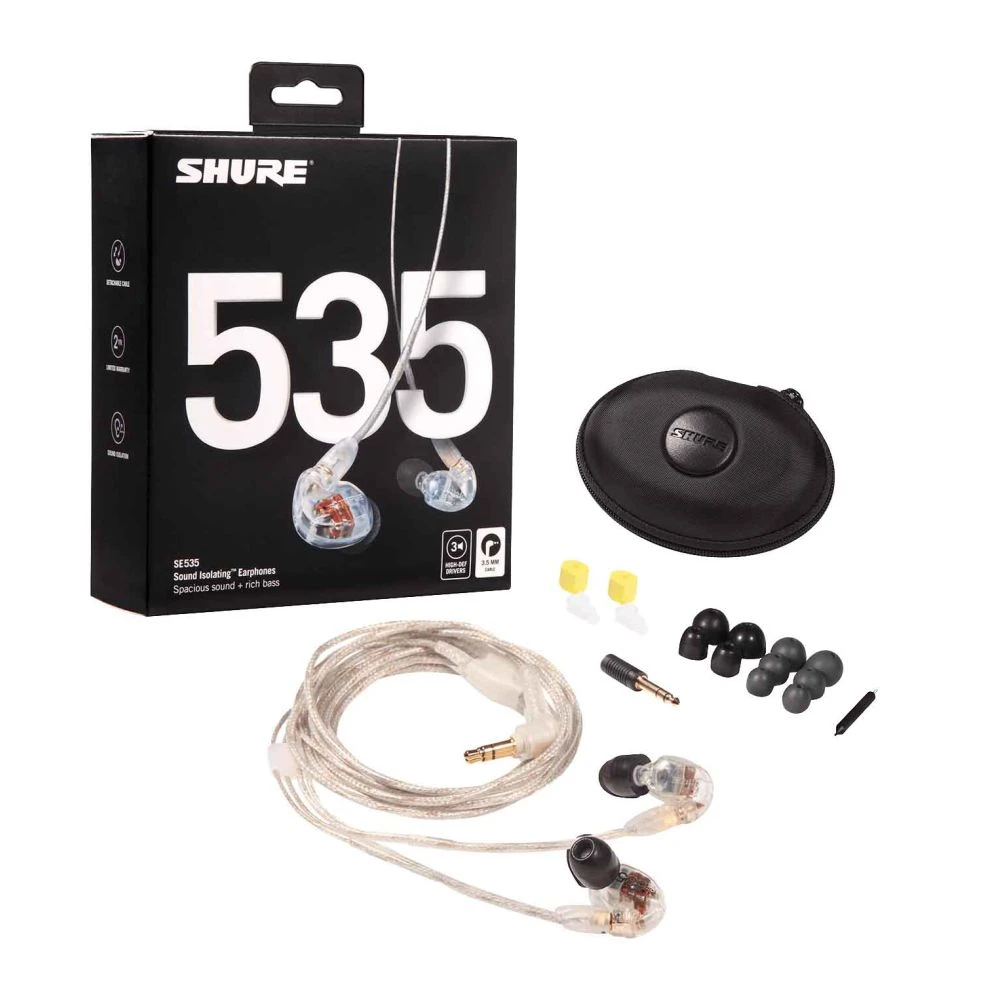 Shure SE-535 In Ear Headphones, Clear
